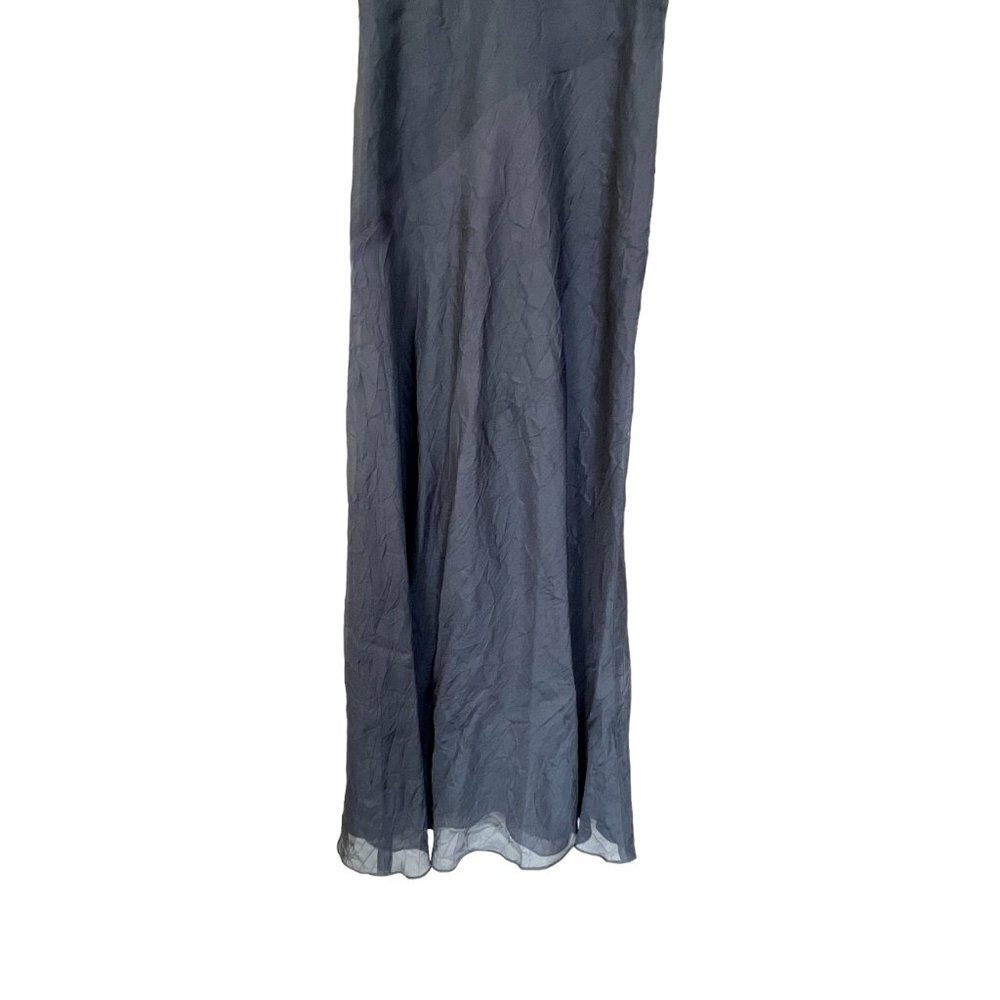 Vintage Banana Republic Charcoal Grey 100% Silk Crinkled Maxi Dress 2 - Picture 9 of 13